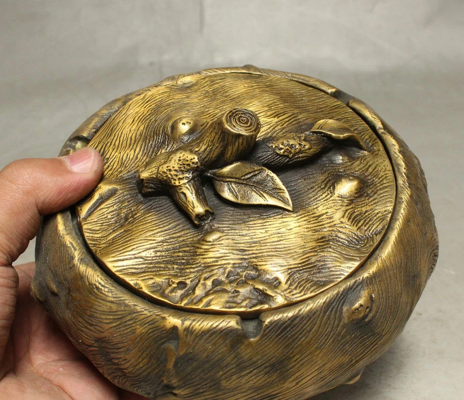 6" Rare Chinese Folk Bronze Tree Shape Sculpture Ashtray Incense Burner Censer | Дом и сад