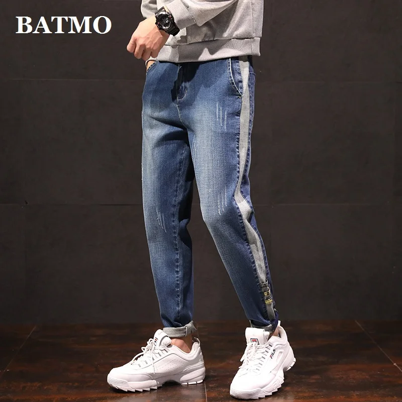blue BATMO Новое поступление, высокое качество, джинсовые штаны-шаровары брюки для мужчин, мужские повседневные штаны, штаны-шаровары для девочек, Размер 27-36 H802 - Цвет: blue