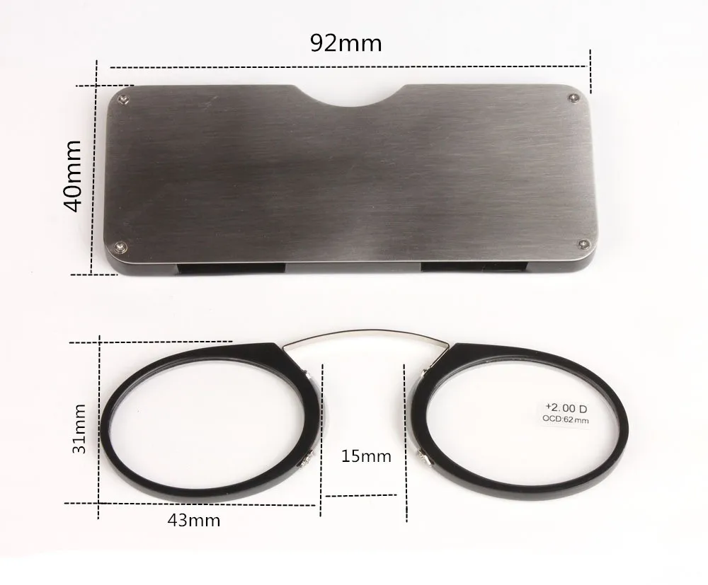 Портативный зажим для носа пресбиопические очки Кошелек Очки чтения с чехлом