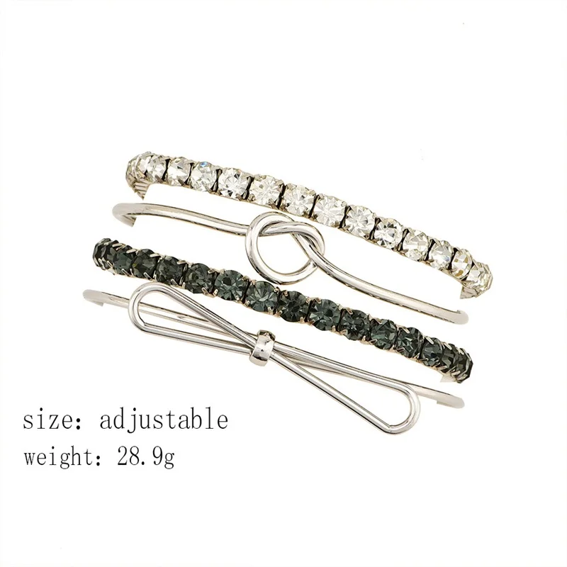 4 шт./компл. женские браслеты в стиле панк Открытый браслет с бантиком кристальная