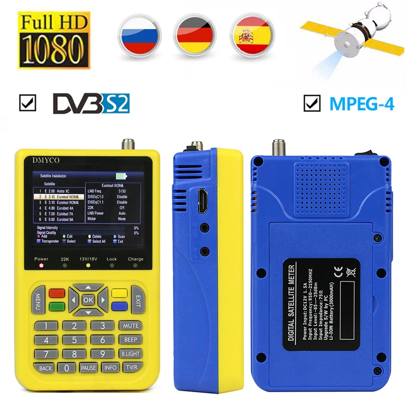 Оригинальный спутниковый искатель DVB-S2 HD 1080p измеритель сигнала рецептор для
