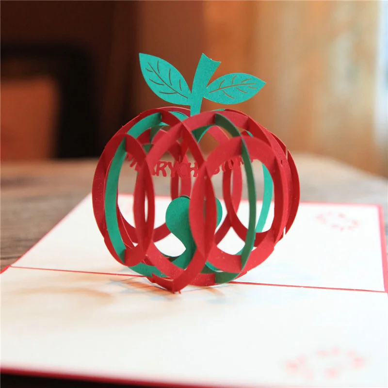 3D лазерная резка ручной работы Рождество мир бумага для упаковки яблок