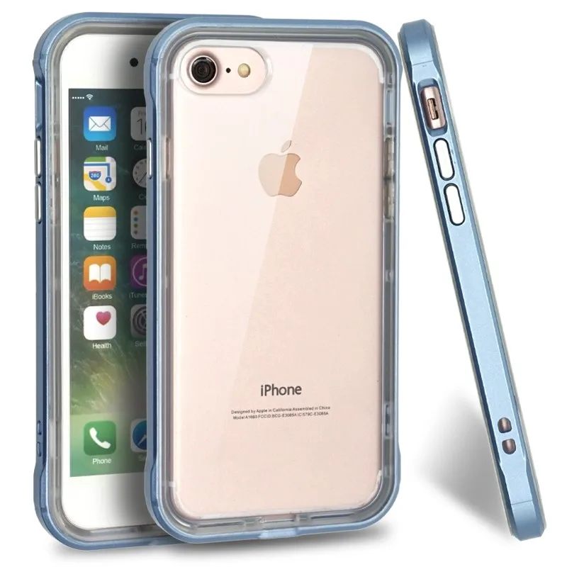 Blue Case Cover Чехол Portefeuille для iPhone 7 plus, противоударный, PC, TPU, защитный, ударопрочный, роскошный, золотой, чехол для телефона 7 plus, Coque, аксессуары - Цвет: Blue Case Cover