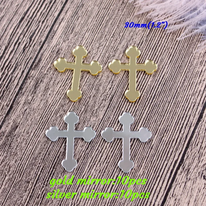 30 MM(1.2 In)20pcs 30 мм/50 мм крестик акриловые амулеты Золотые Зеркальные серебряные зеркальные кресты вечерние украшения лазерные Cutout-AC1556 - Цвет: 30 MM(1.2 In)20pcs