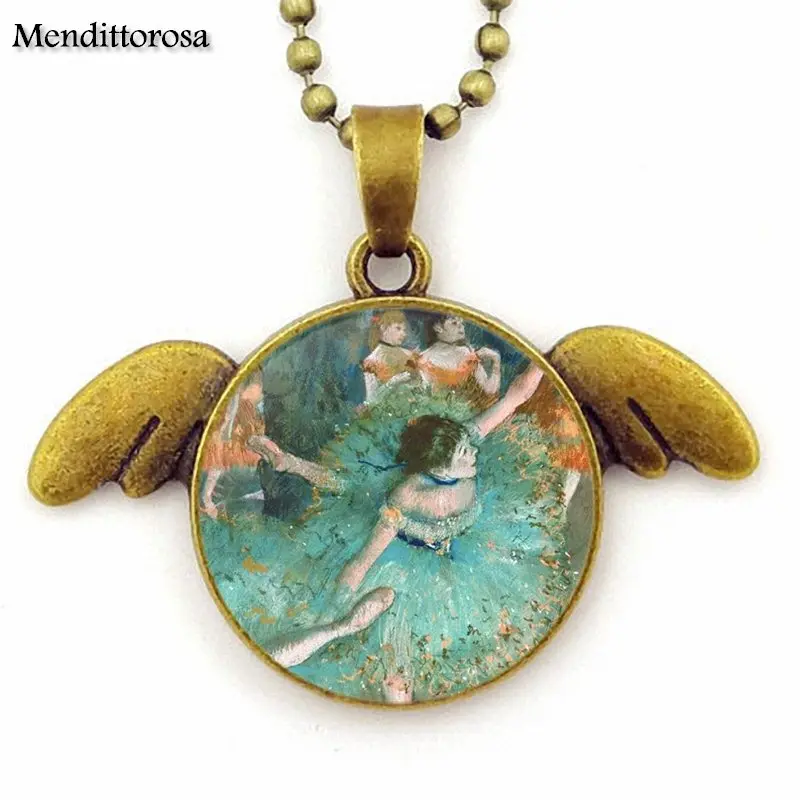 Ювелирные изделия с кабошоны разрисованные из стекла длинное колье бронза