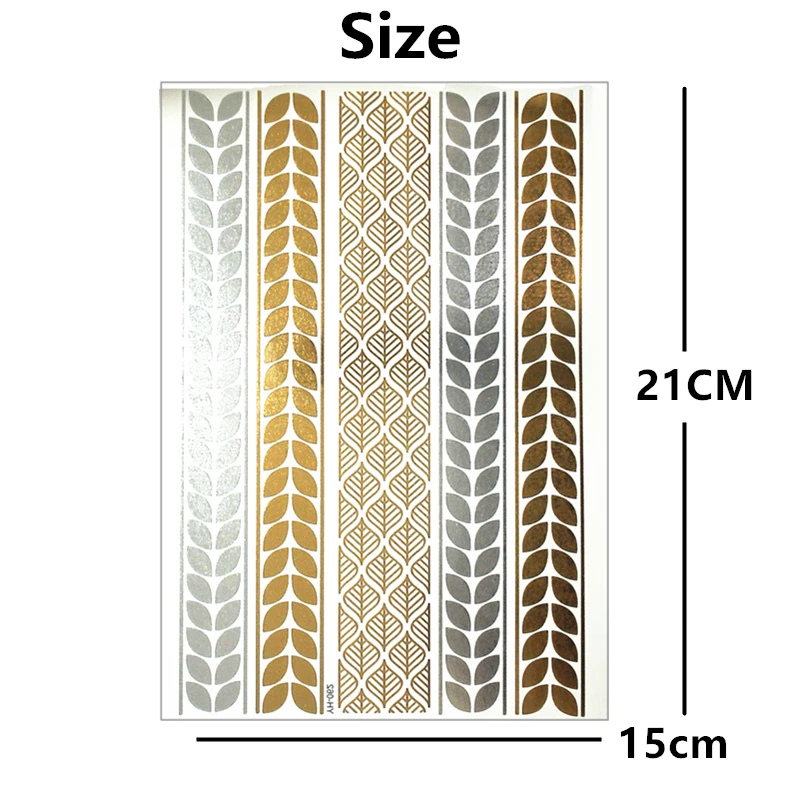 SHNAPIGN 24 стиля временная татуировка боди-арт листья цепи золотой дизайн наклейка