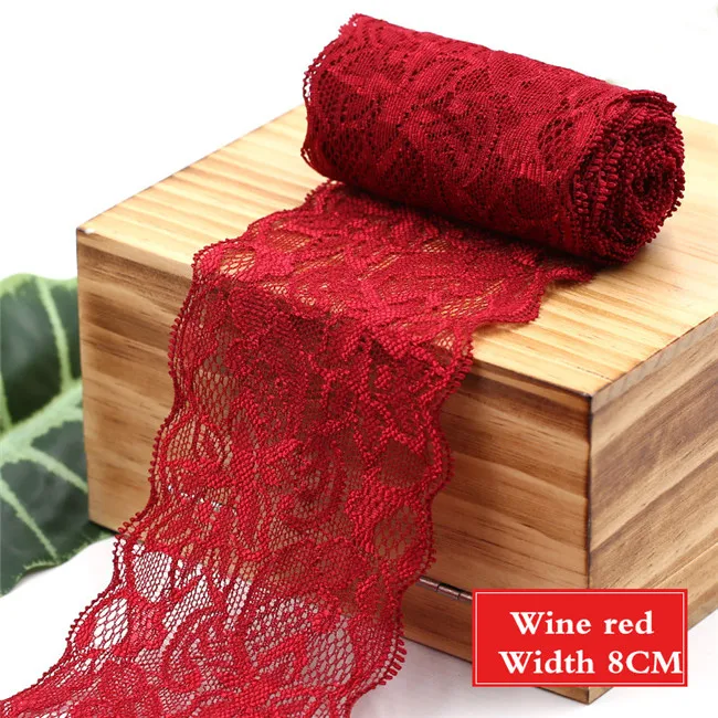 Wine red 8 см спандекс кружево эластичное ремесло швейная лента стрейч кружево обрезка ткань трикотаж материал DIY аксессуары для одежды - Цвет: Wine red