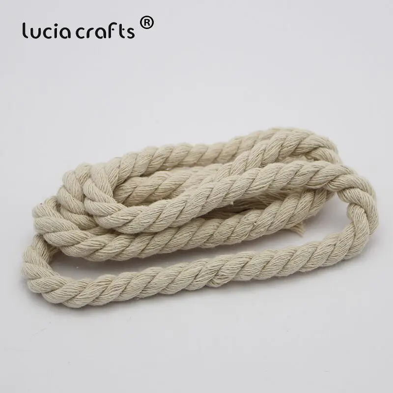 SALE 2Meters 6-20mm Rice White Thick Braided Cotton Rope Three Strand Of Woven Cotton Rope Cord DIY Crafts Bag Decoration CV0705
