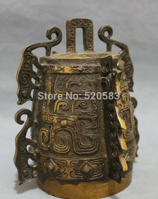 Китайский Бронзовый резной коллекционный буддизм народный храм Дракон Статуя