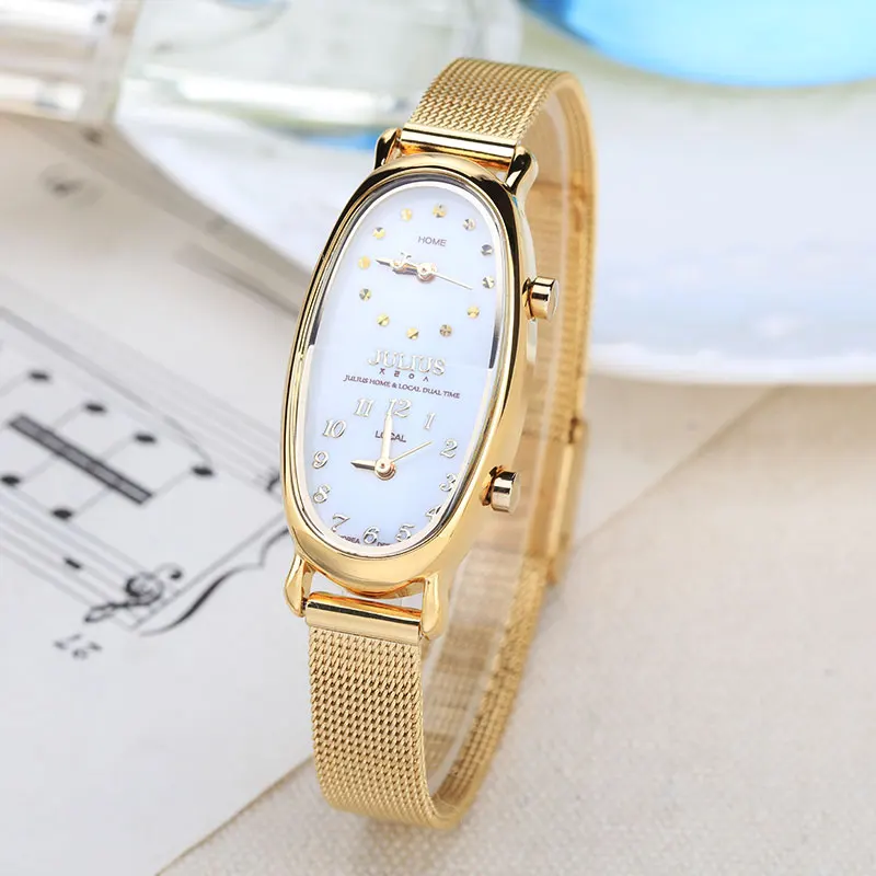 Часы Gemini женские с двойным часовым поясом кварцевые японские Изящные Модные