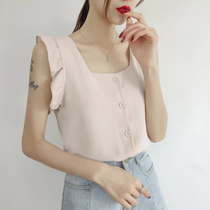 Beiyingni Summer Sleeveless Women Blouse Sexy Korean Chic New Arrival Work Wear Casual Hipster Tank Tops Ladies 5Colors OL Camis