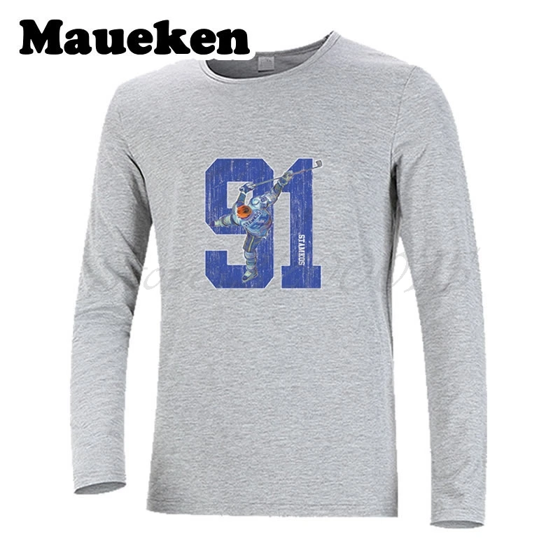 Мужская футболка с длинным рукавом на осень и зиму #91 Steven Stamkos Tampa bay W1029036 | одежда