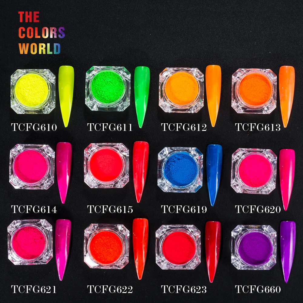 

TCT-003 12 Neon Colors Fluorescent Neon Pigment PowderFor Nail Polish Painting Nail Gel Nail Art Decoration And DIY Decoration