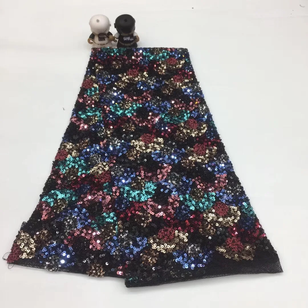 

African Lace Fabric 2019 High Quality Glitter Sequined Tulle Lace Fabric Nigerian Tulle Lace Sequin Material XX33101