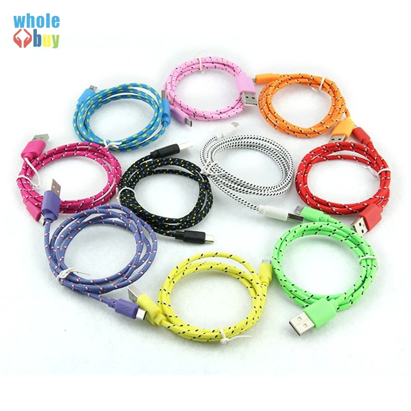 50 шт./лот, 1 м, 2 м, 3 м, цветной, Круглый, Плетеный, тканевый, Micro USB, 5 pin, 8 pin, шнур для передачи данных и синхронизации, зарядный кабель для IPhone, samsung, huawei