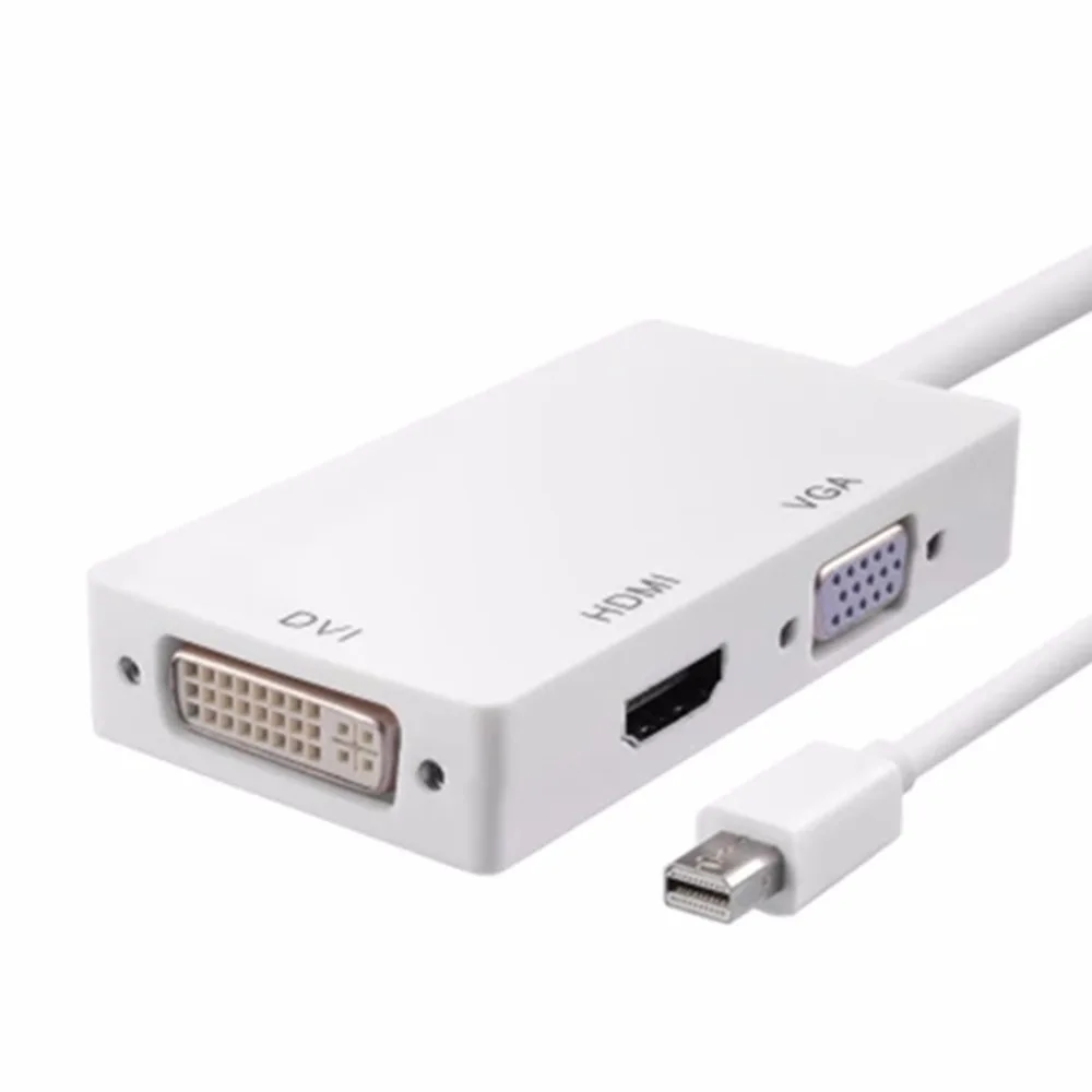 Адаптер Mini DisplayPort (совместимый с Thunderbolt 1/2) на HDMI VGA DVI 3 в 1 кабель конвертер для MacBook
