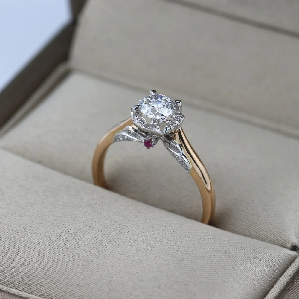 LASAMERO 0.50CT FG/SI Round Cut Natural Diamond Ring For Women 18k White Gold 2 Tone Certified Engagement Wedding | Украшения и