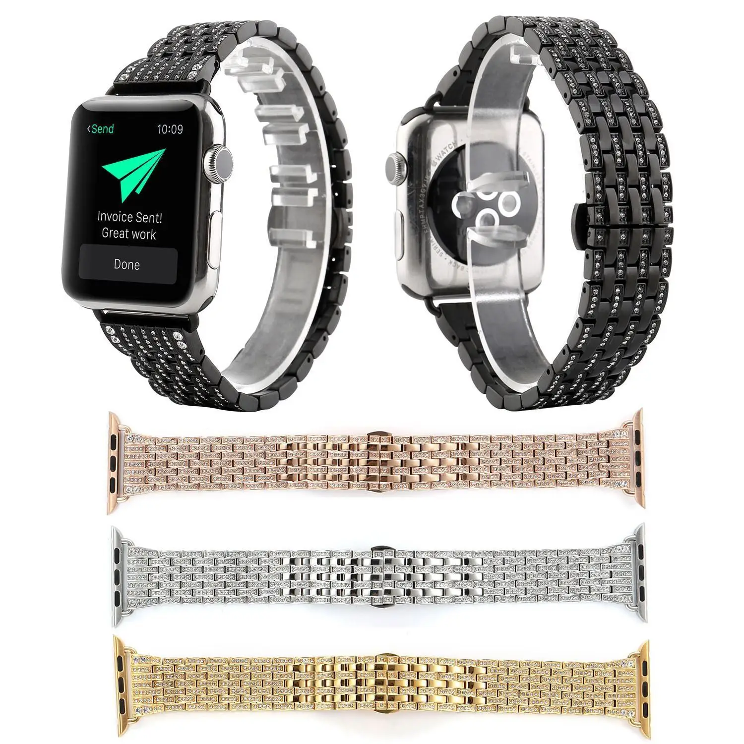 7 коралловые бусы Bling Стразы браслет для наручных часов Apple Watch серии 3 2 1 ремень
