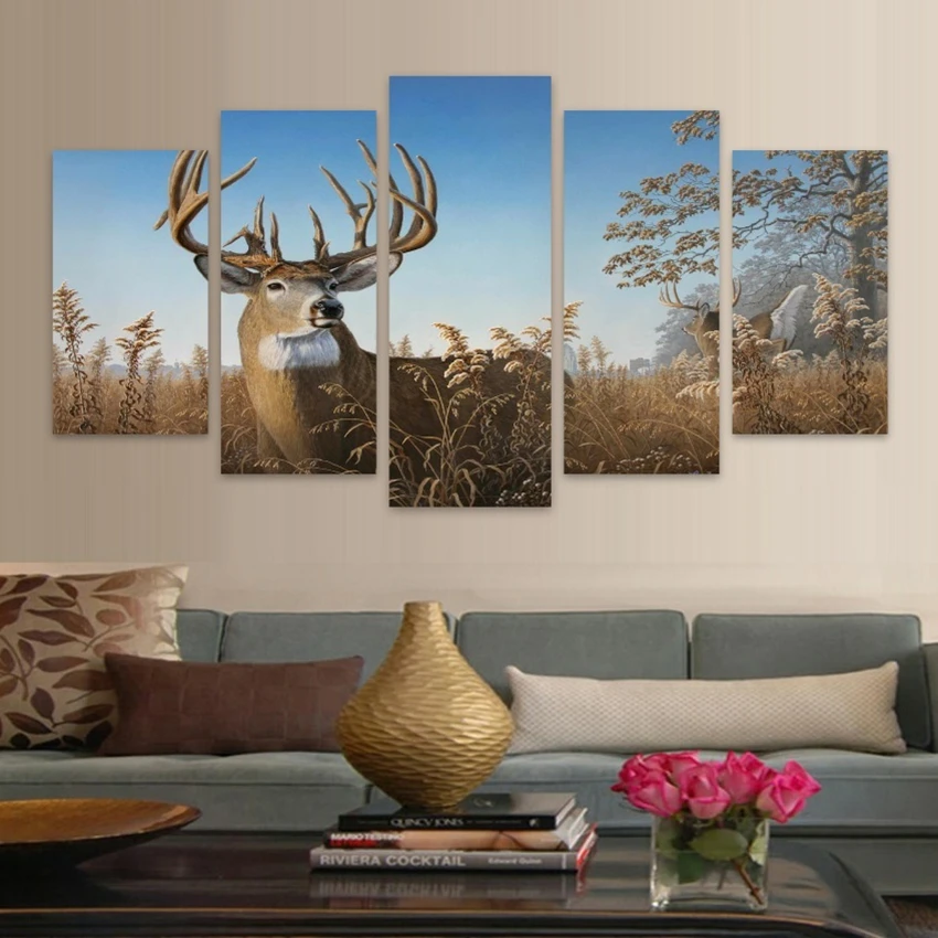 5 шт. холст олень взгляд животных Картина декор комнаты печати wall art WD 1899|wall art|canvas