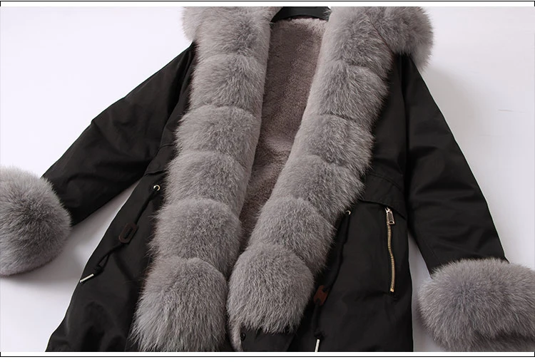 OFTBUY пальто с натуральным мехом, зимняя куртка, Женское пальто, Воротник из натурального Лисьего меха, свободная длинная парка, уличная одежда, новая корейская мода