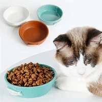 vintage cat bowl natural ceramic kitten food water feeder anti slip tableware storage equipment dish for pet dog cat