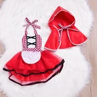 Косплей для новорожденных девочек, красное платье-пачка Красная Шапочка, костюм для фотосессии, нарядное платье для девочек + плащ-накидка