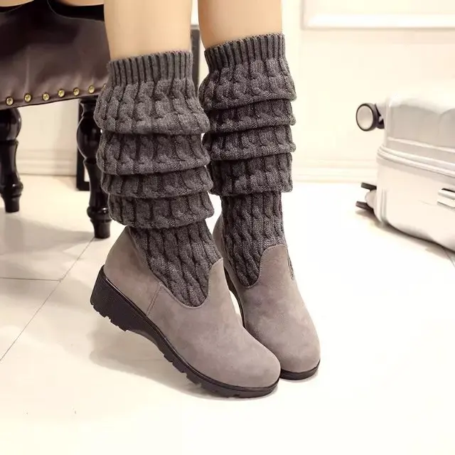 Женские вязаные ботфорты известного бренда осенне зимние длинные Дизайнерские