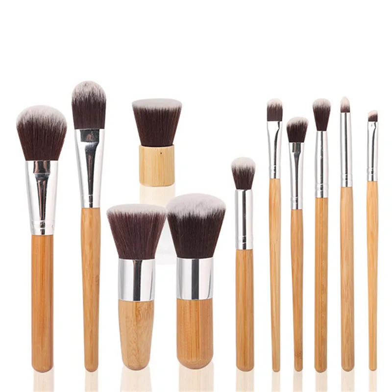 11pcs/set Professional Makeup Brushes Set Wood Superior Soft Cosmetic Eyeshadow Foundation Concealer Make up Brush with Bag | Красота и
