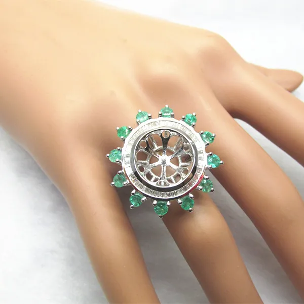 

Hold 16mm Pearl 14k White Gold Diamonds Engagement Wedding Semi Mount Ring