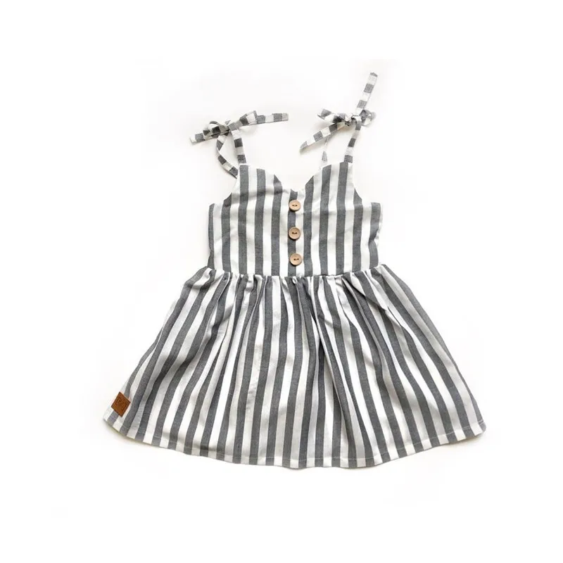 2019 Toddler Girl Clothes Baby Girls Kids Striped Sleeveless Summer Short Dress Kid For Causal Button Dresses | Детская одежда и