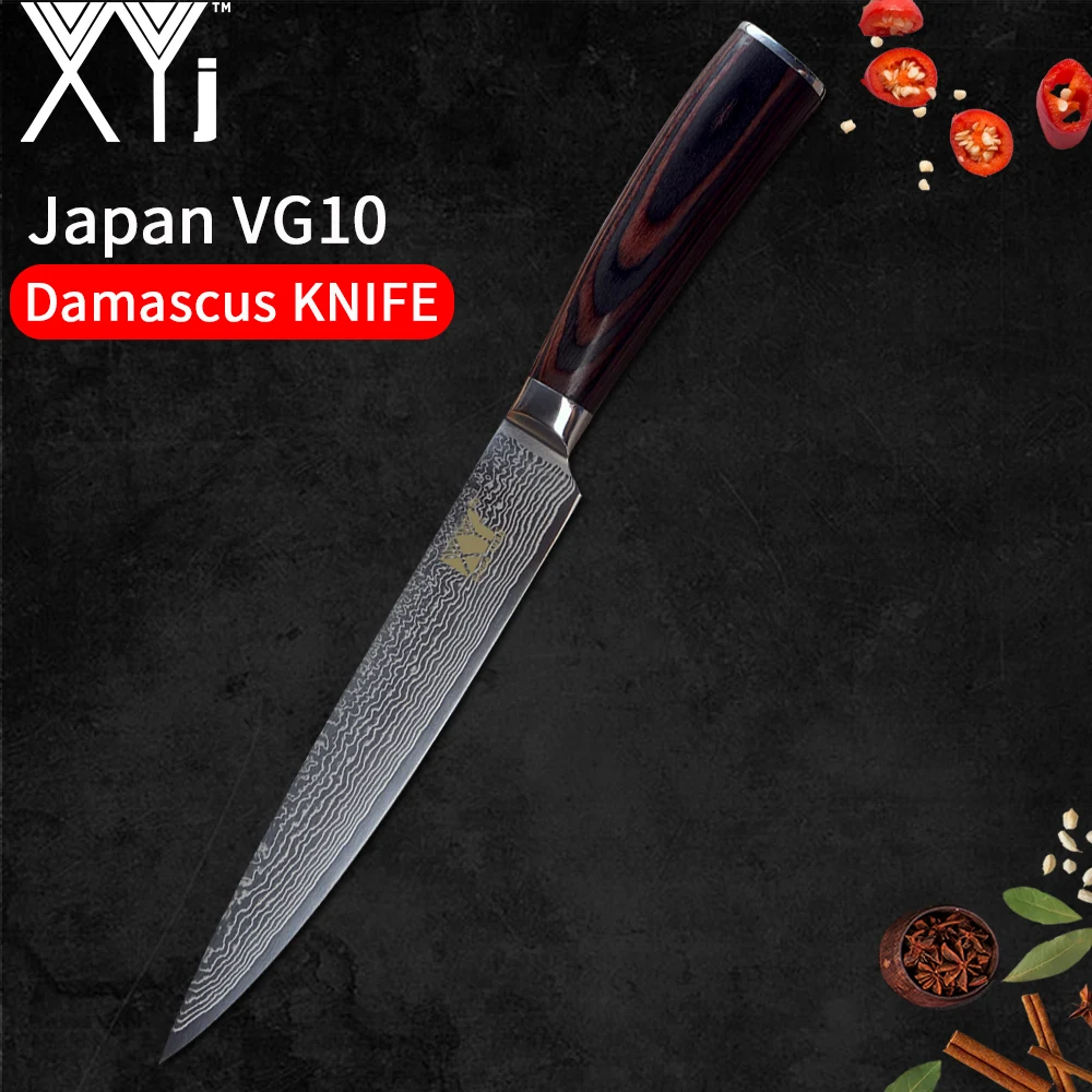 XYj VG10 Core 67 Слои Дамаск Сталь Ножи набор фруктов универсальный нож Santoku разделочные