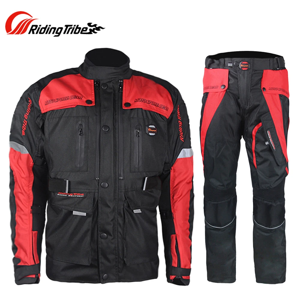 Red Set Moto rcycle pull suit Мужская одежда для гонок по бездорожью ветрозащитная Водонепроницаемая мотоциклетная куртка для путешествий для верховой езды куртка для мотоцикла брюки костюм - Цвет: Red Set