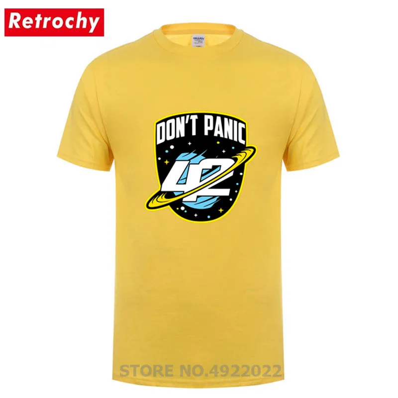 Retro Science Guide Tshirt The answer to everything 42 T shirt Men's dont panic sci-fi Hitchhiker To Galaxy T-shirt | Мужская одежда