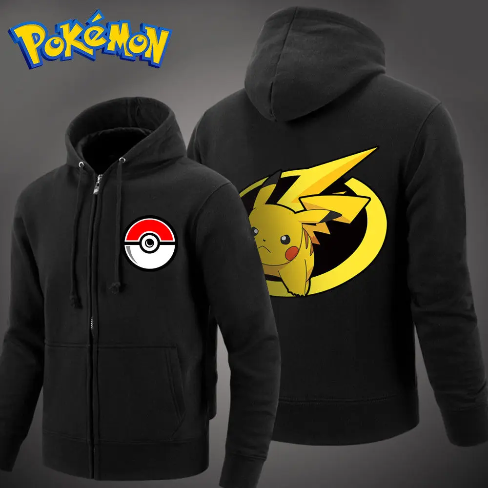 Мужские для Poke Monster Fans PM Пикачу хлопковая толстовка с капюшоном теплое пальто на