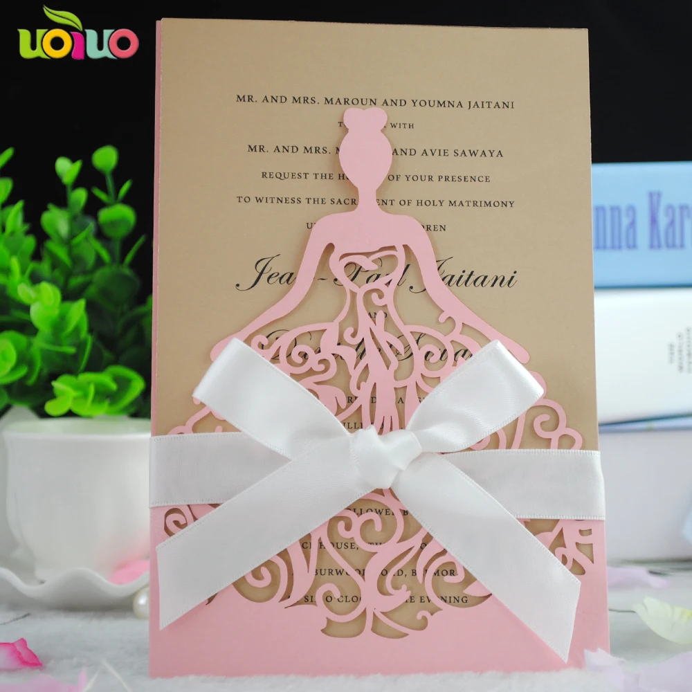 

Laser cut 50 sets girl birthday wedding invitation card
