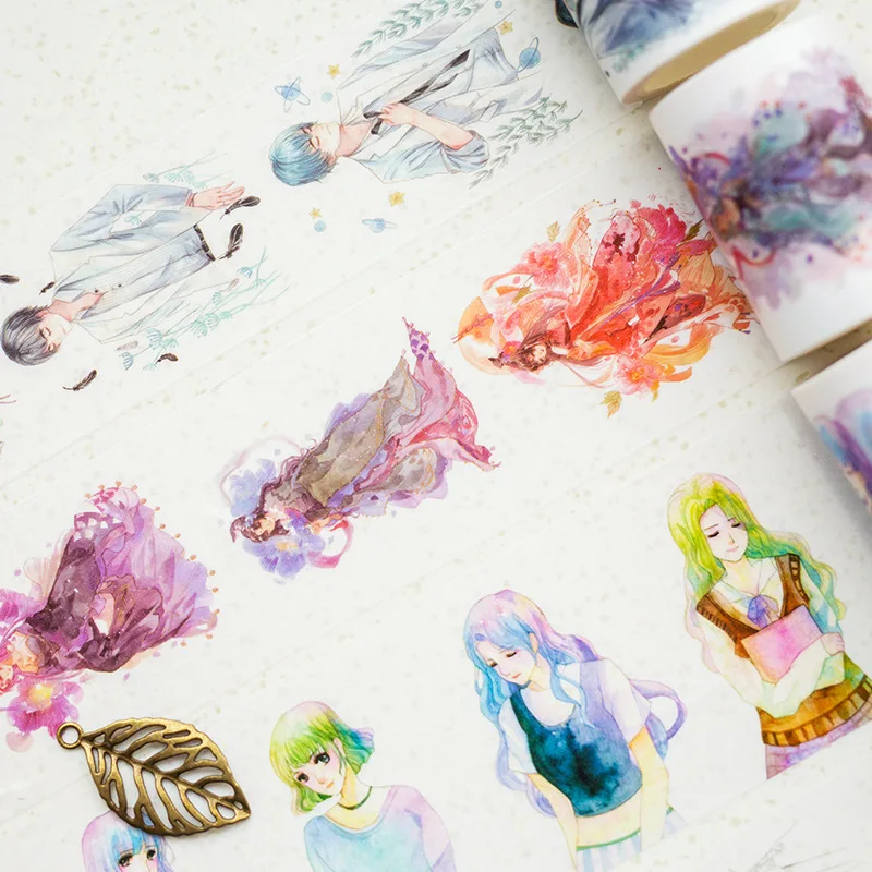

9 Styles Large Size Flowers/Antiquity Girls Boys Japanese Washi Decorative Adhesive DIY Masking Paper Tape Label Sticker gift