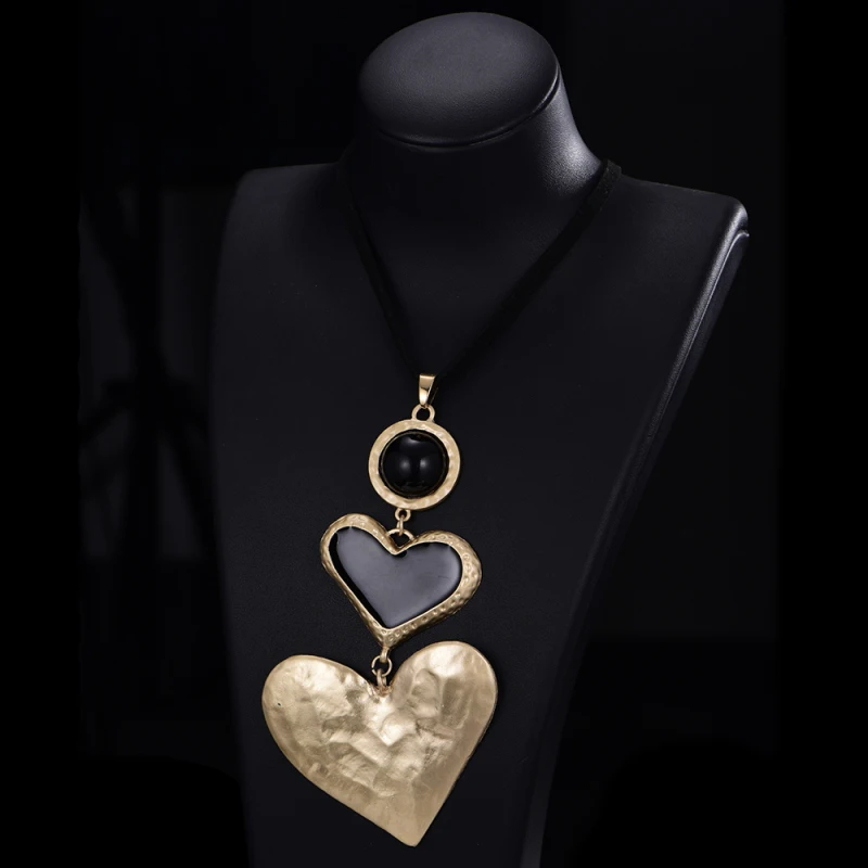 Love heart кулон ожерелья для женщин большой панк готический уникальная личность кружева цепи колье ювелирные изделия
