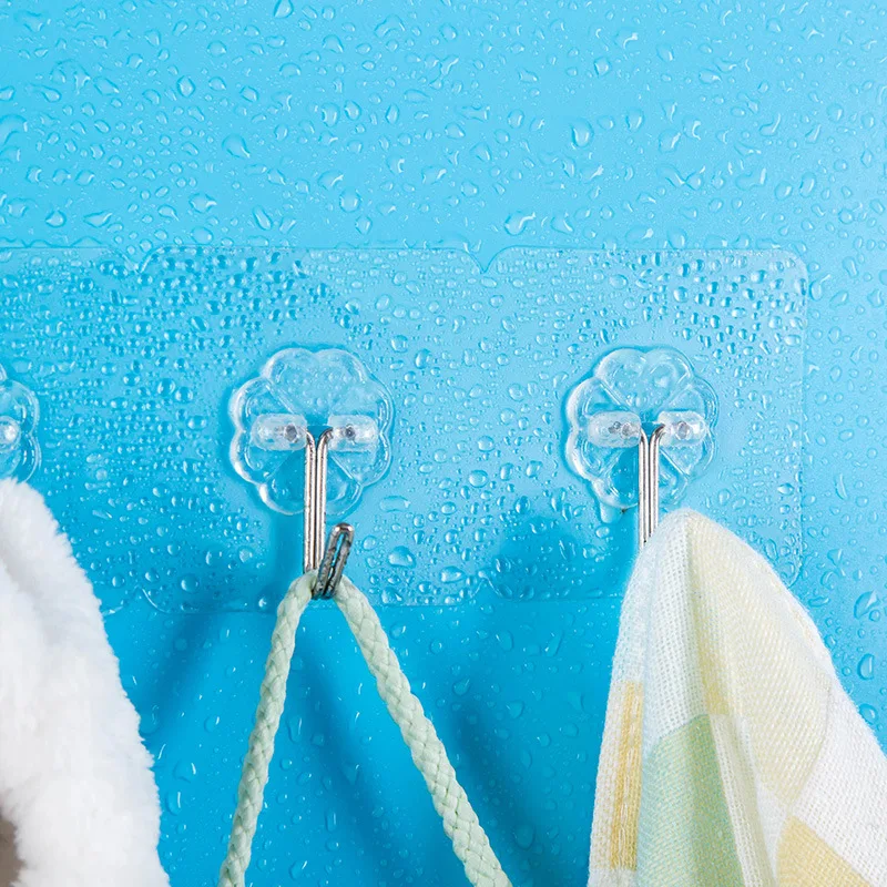 Kitchen Seamless Adhesive Hook Bathroom Transparent Wall Hanging Door Strong Nail-free Small Self | Дом и сад