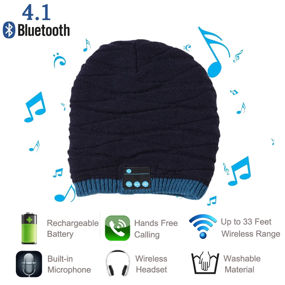 New2018 Топ Мода Bluetooth Smart Beanie зимняя вязаная шапка беспроводные музыкальные наушники Встроенный микрофон fones de ouvidodrop shopping