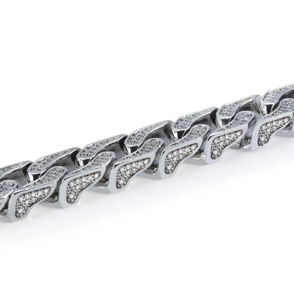 JINAO Hip Hop Jewelry 16mm Miami Cuban Chain Micro Pave Cubic Zirconia Necklace Full Iced Out Chain Gold Silver Bling Male Gifts