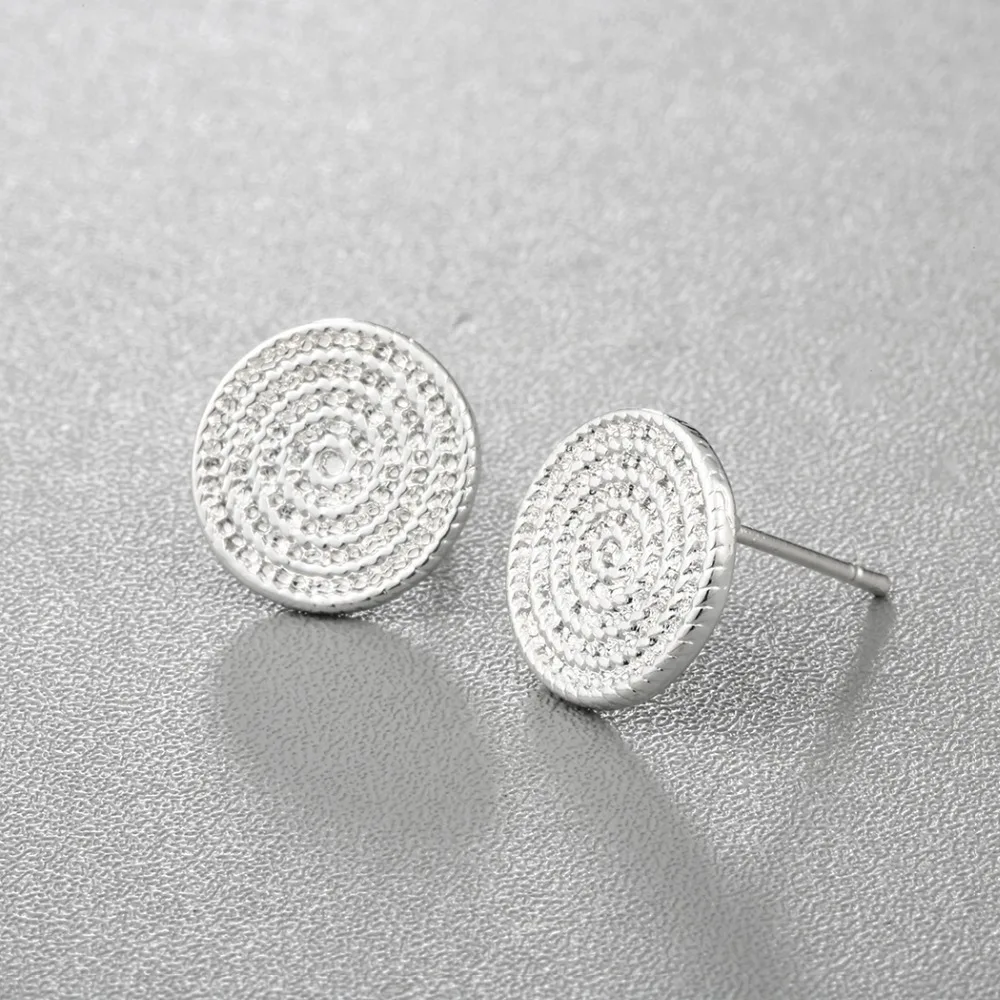 Chereda Coiled up Rope Round Stud Earrings Silver Gold Color Fashion Women Men Simple Shape Earing Fine Accessories | Украшения и