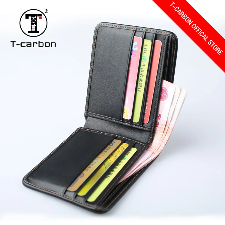 T-CARBON из углеродного волокна кожаный бумажник держатель для карт черный