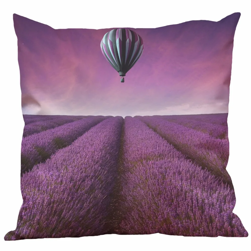 Чехол для подушки имитация Лавандовый узор льняной односторонний чехол с