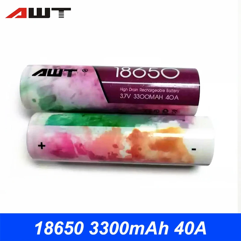 Аккумулятор AWT 18650 3300 мАч 40A литий ионный аккумулятор для Vaporesso Luxe Swag Eleaf iStick Pico Joyetech