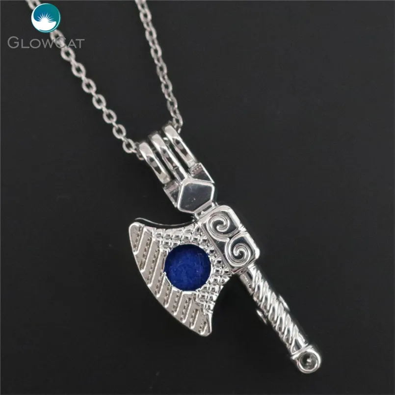 K633 Creative Axe Beads Cage Pendant Pearl Zodiac Constellation Aroma Essential Oil Diffuser Locket Necklace | Украшения и