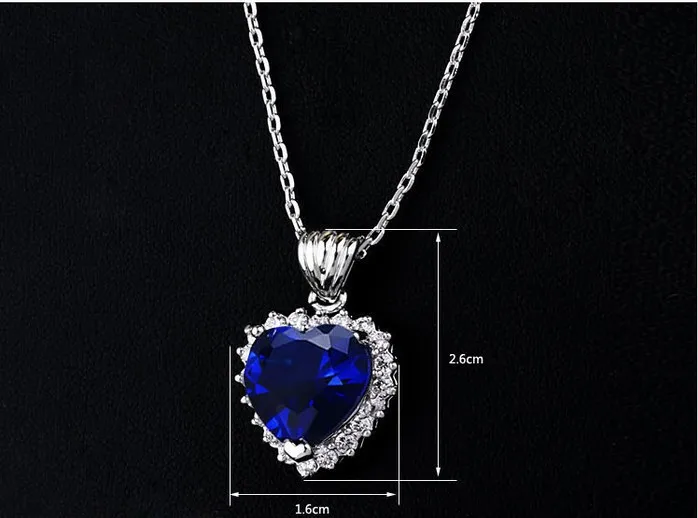 silver color and Blue Austrian Crystal The Heart Of Ocean Pendant Necklace Titanic For Women Jewelry | Украшения и аксессуары