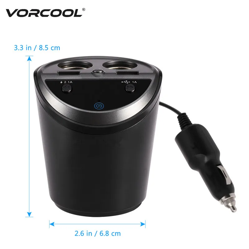 VORCOOL Авто прикуриватель адаптер зарядного устройства с двойным USB Bluetooth Hands Free fm-передатчик для телефона MP3 зарядное устройство адаптер