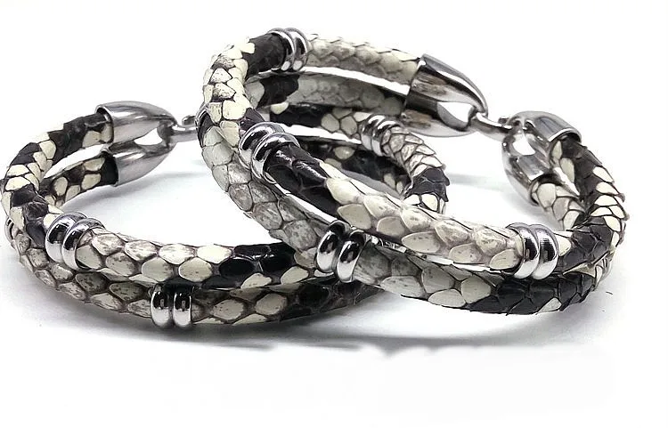 Оптовая продажа Прямая поставка Роскошные браслеты из кожи питона кожаный