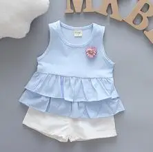 picture color BibiCola/ г. Летний комплект одежды для маленьких девочек, жилет+ короткие штаны, 2 предмета, детская одежда для маленьких девочек комплекты одежды для маленьких девочек - Цвет: picture color