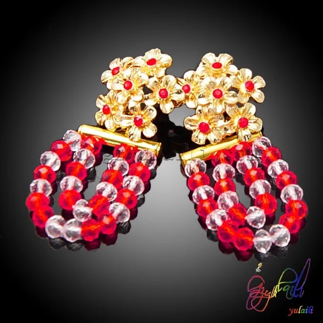 Бесплатная доставка 2017 африканский fashion Hot красные бусы Crystal цветы Pandent принести new